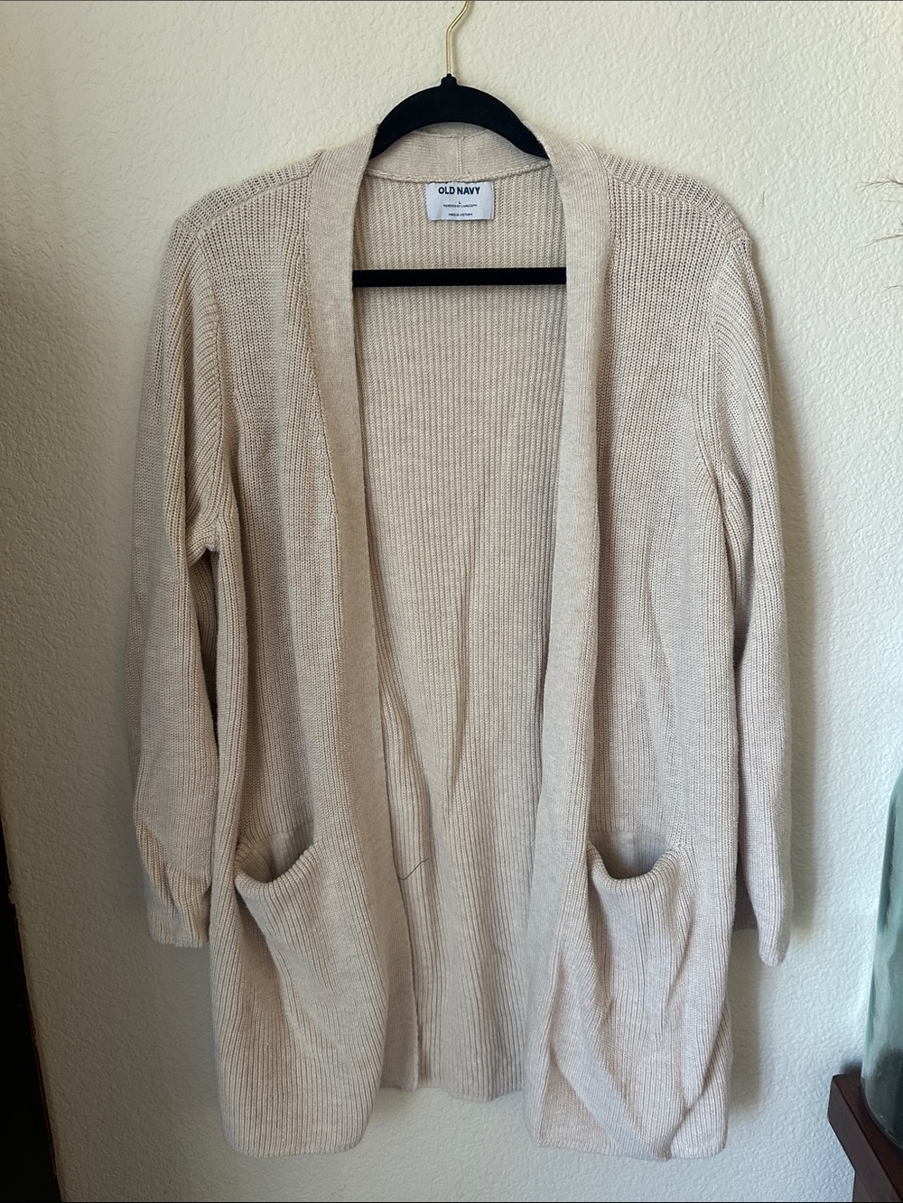 Old Navy Light Cream Open-Front Pocket Cardigan